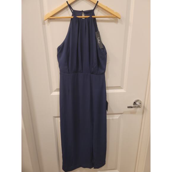 Lulus Dreamy Date Night Navy Blue Sleeveless Midi Dress - Picture 6 of 8